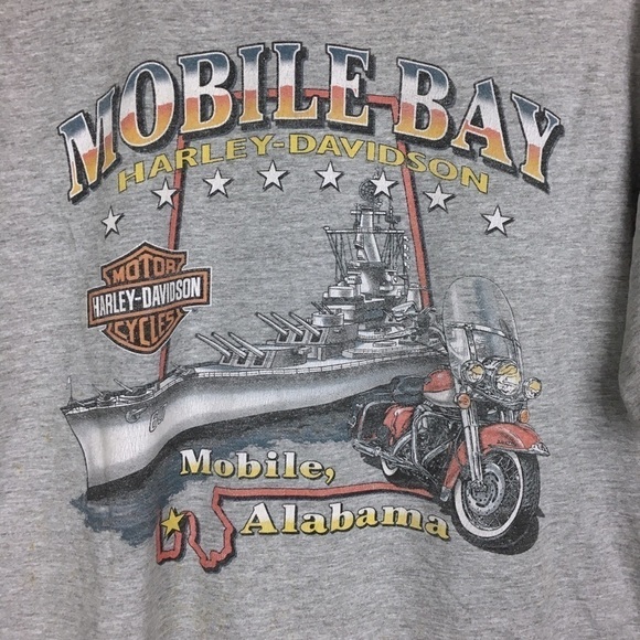 HARLEY DAVIDSON Vintage T Shirt Mobile Bay Alabama Battleship 2002 Y2K Size XL - Picture 6 of 16